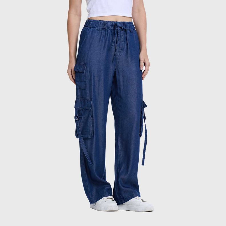 Jeans Mujer Cargo Ligero Azul Fashion's Park-1