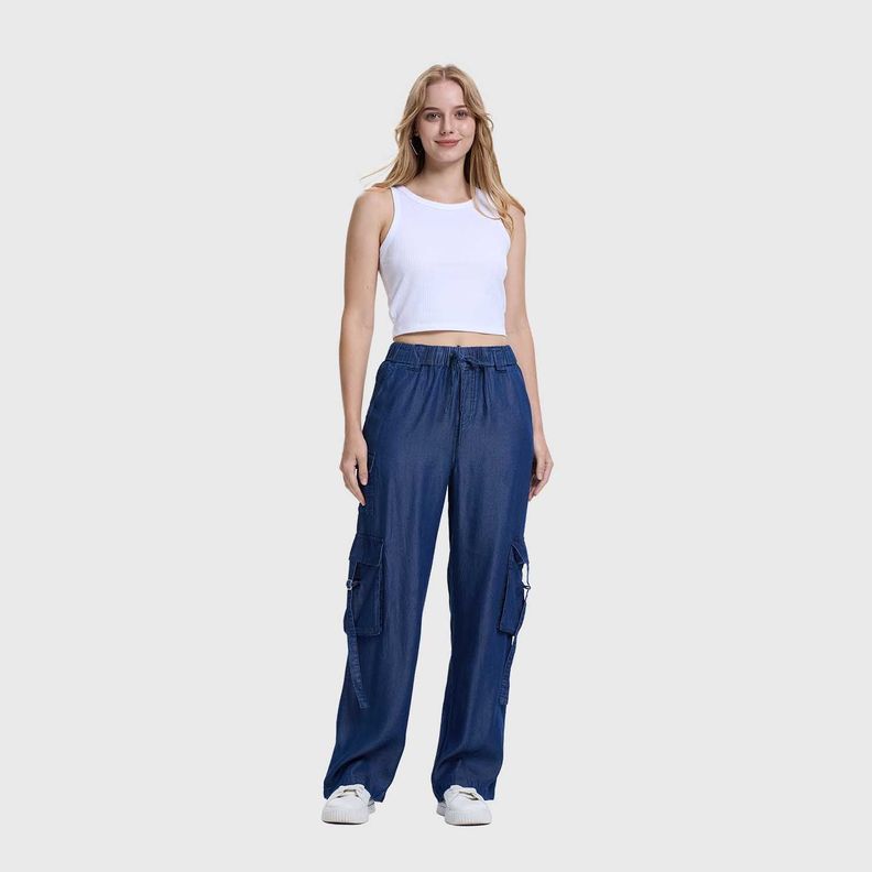 Jeans Mujer Cargo Ligero Azul Fashion's Park-3
