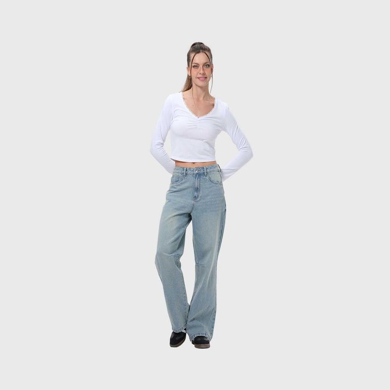 Jeans Mujer Baggy Azul-3