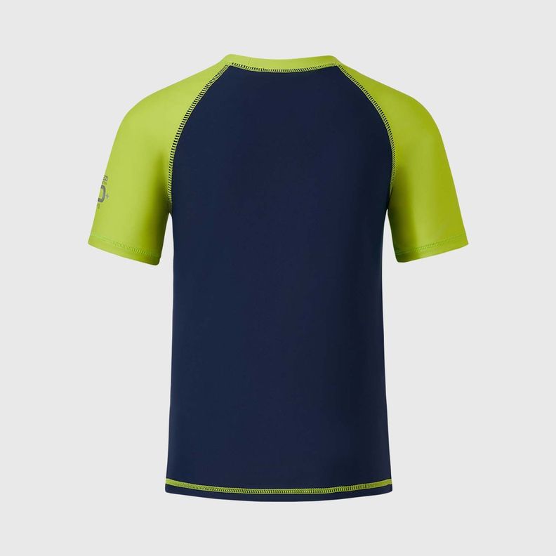 Traje De Baño Niño Polera Lycra Print Azul Oscuro Fsp-1