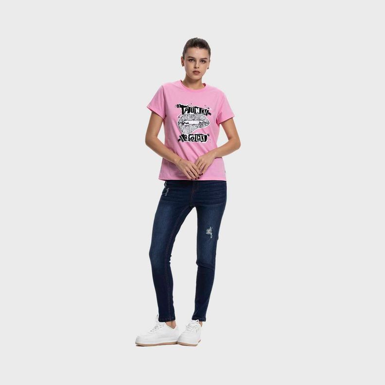 Polera Mujer Básica Print Rosa Fashion's Park-3