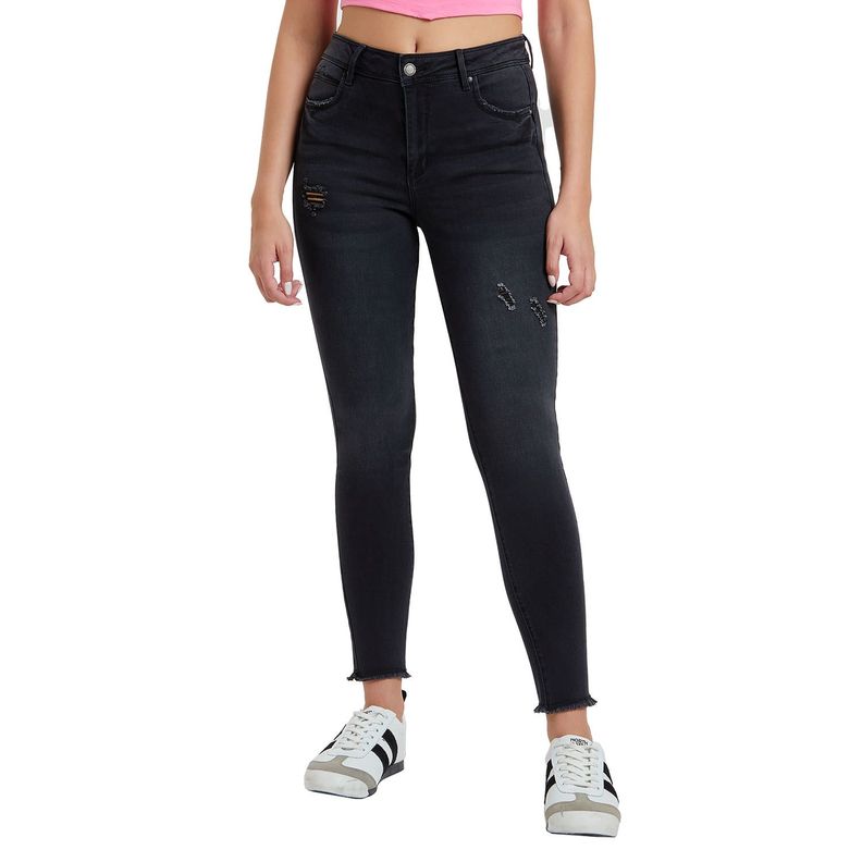 Jeans Skinny Push Up Negro Mujer-0