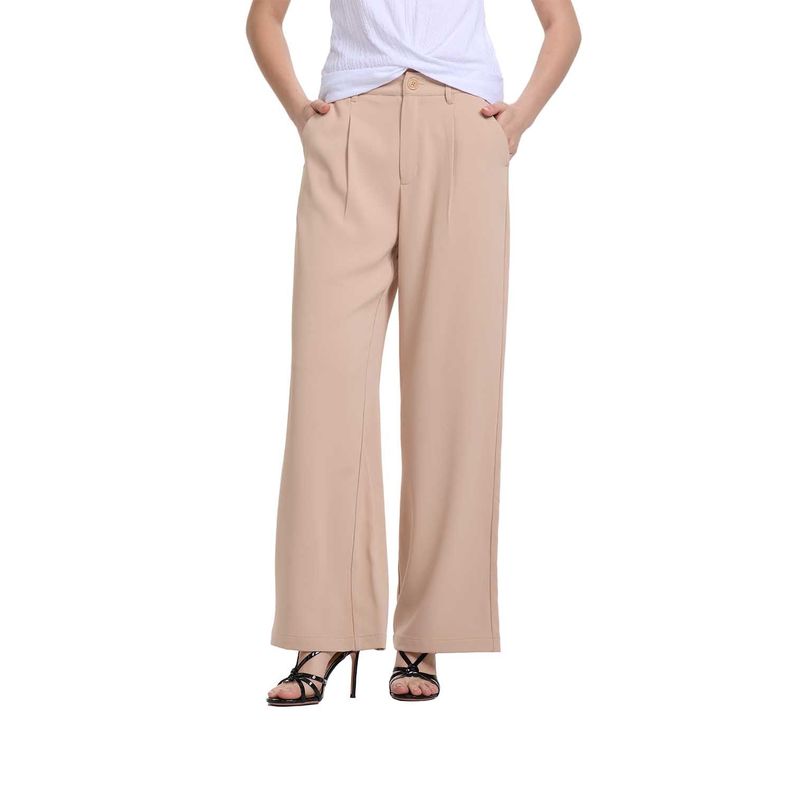 Pantalón Mujer Sastrero Calce Recto Beige Fashion's Park-0