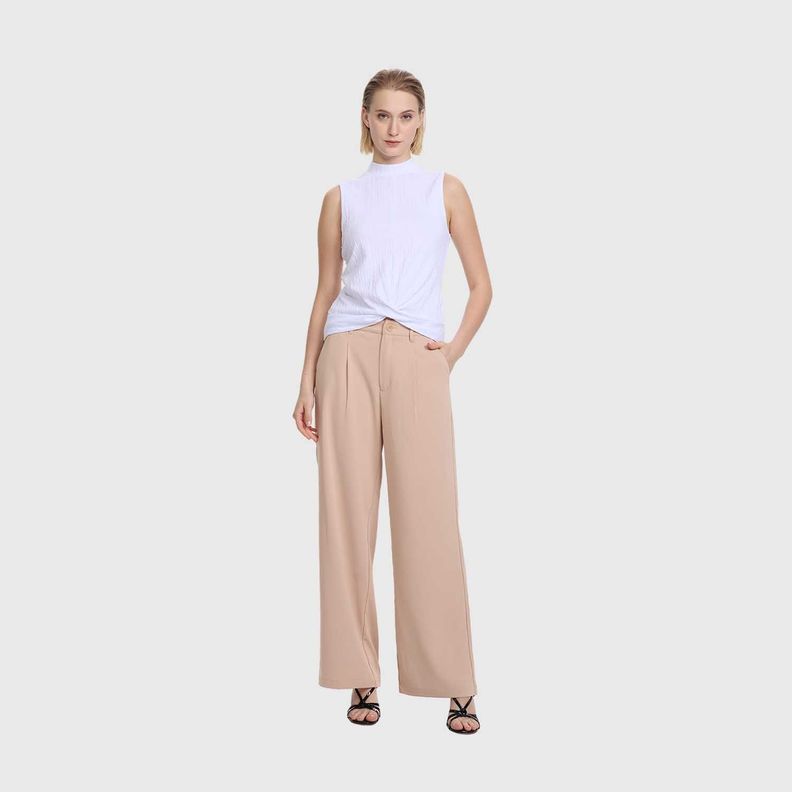 Pantalón Mujer Sastrero Calce Recto Beige Fashion's Park-3