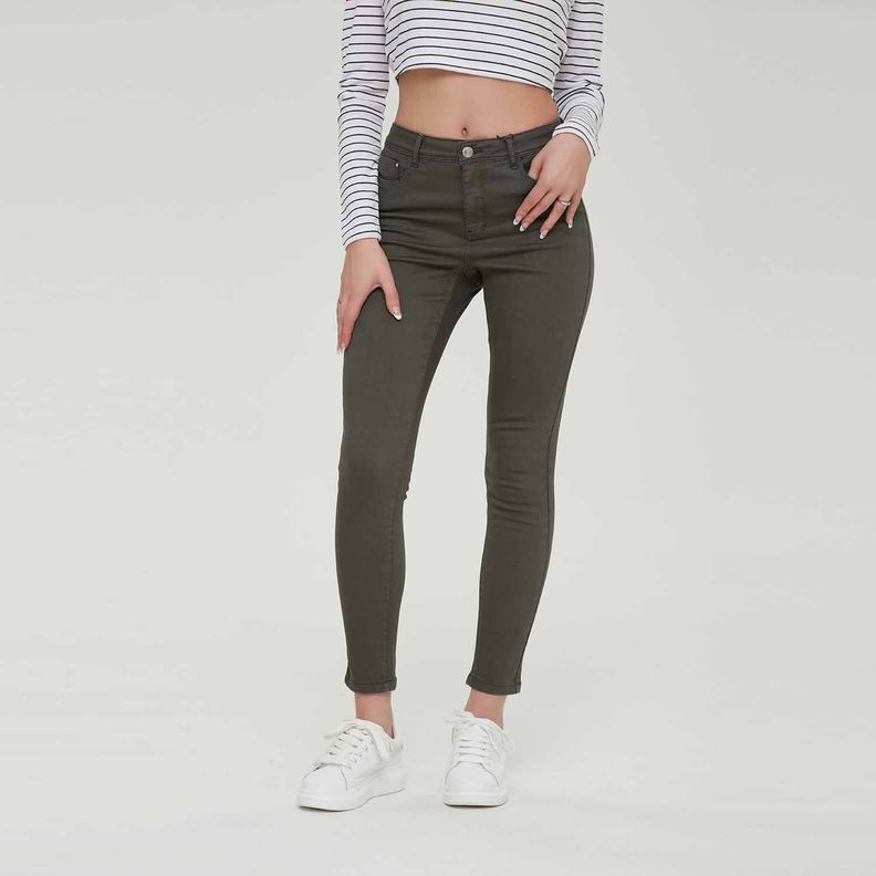 Jeans Mujer Super Skinny Verde Militar Fashion´s Park-1