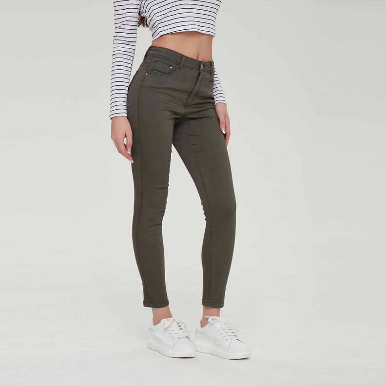 Jeans Mujer Super Skinny Verde Militar Fashion´s Park-3