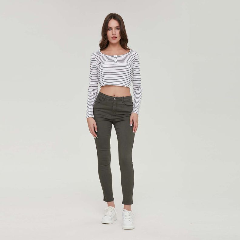 Jeans Mujer Super Skinny Verde Militar Fashion´s Park-7