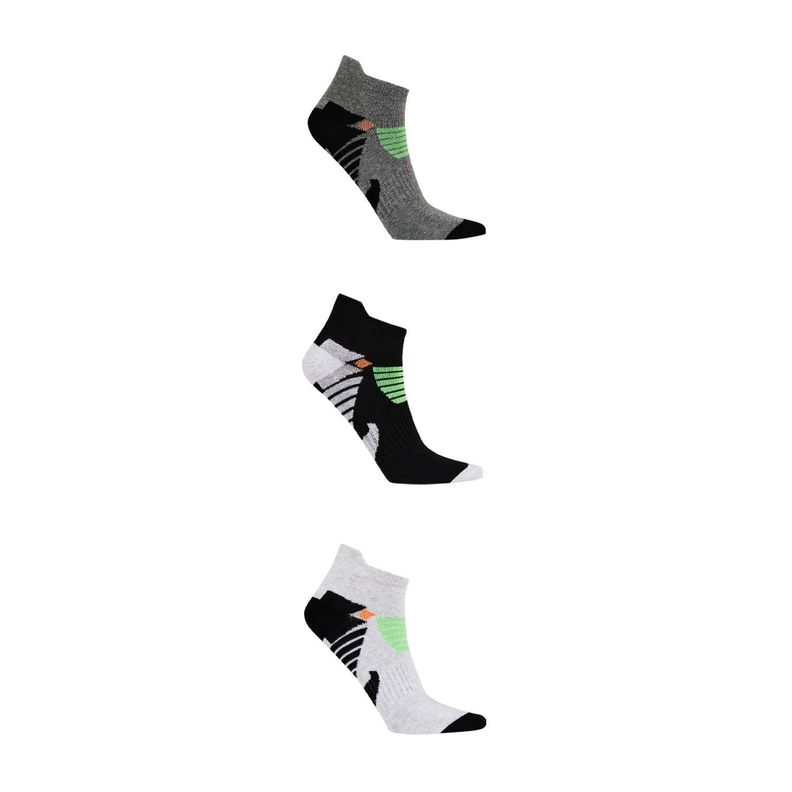 Calceta Deportiva Hombre Tripack Hombre Gris Fashions Park-0
