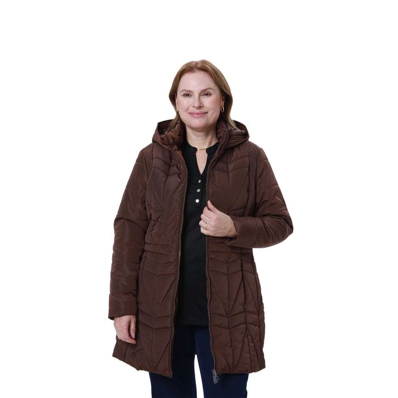 Parka Mujer Full Zipper Cafe Oscuro-0