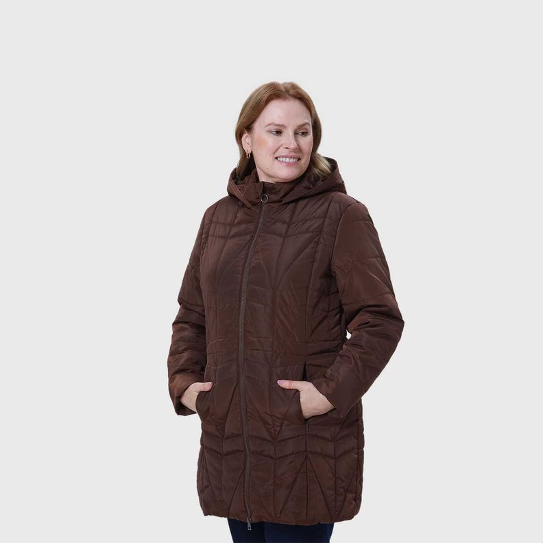 Parka Mujer Full Zipper Cafe Oscuro-1