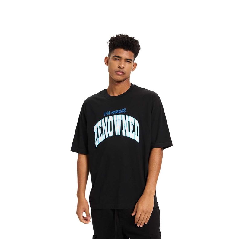 Polera Hombre Print College Negro Fashion's Park-0