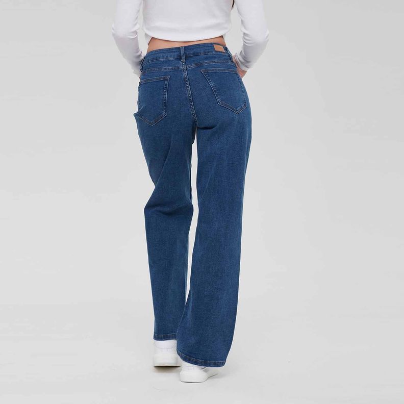 Jeans Mujer Wide Leg Wide Leg Azul Oscuro-2