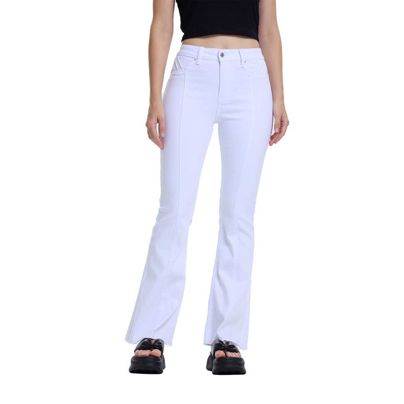 Jeans Mujer Flare Push Up Blanco Fashion's Park-0