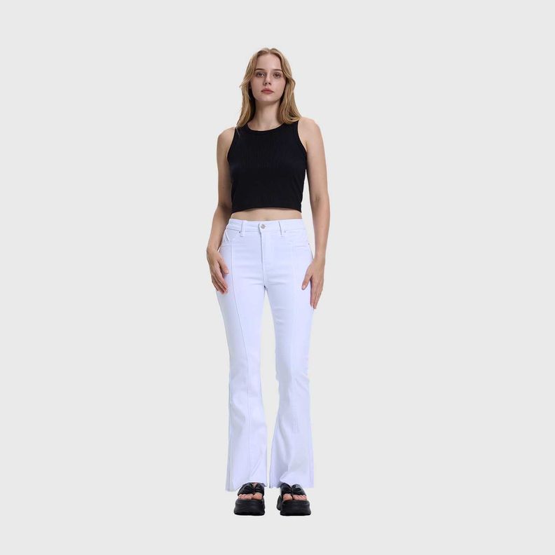 Jeans Mujer Flare Push Up Blanco Fashion's Park-3