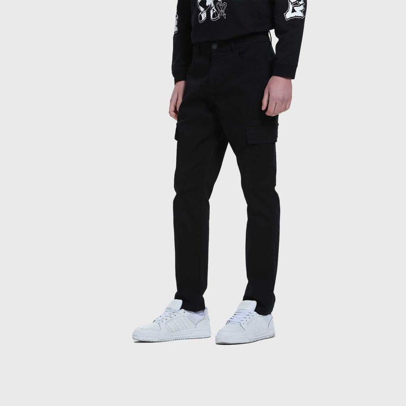 Jeans Hombre Slim Cargo Color Negro-1