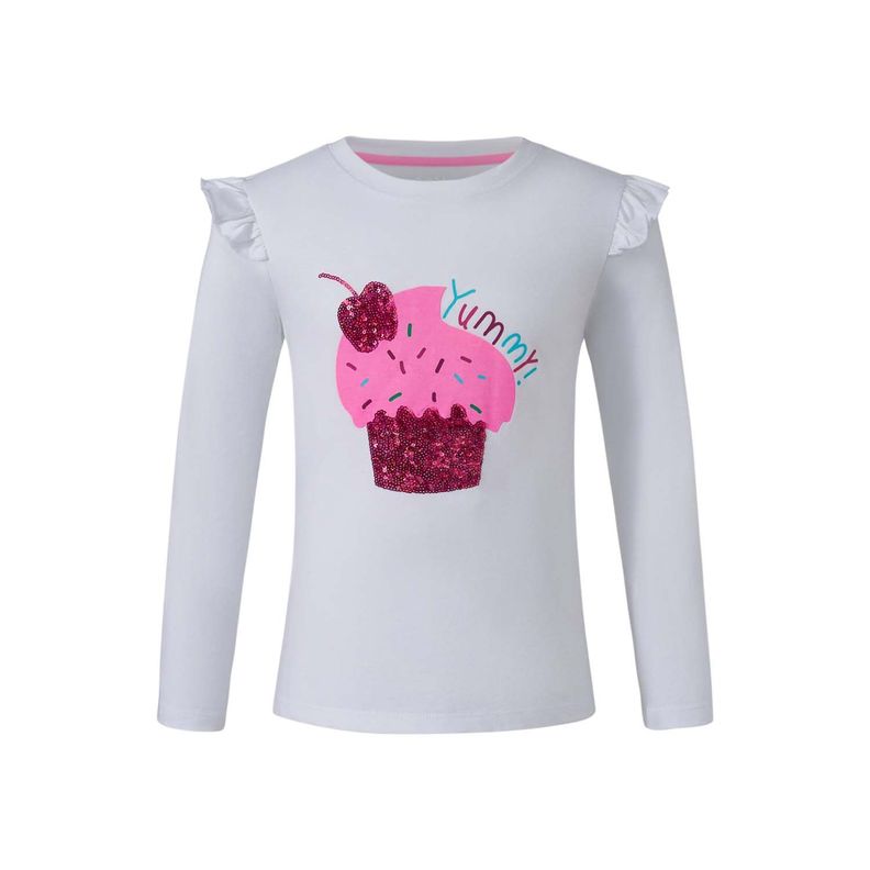 Polera Niña Vuelos Lentejuela Blanco Fashion's Park-0