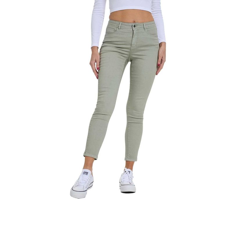 Jeans Mujer Super Skinny Color Verde Olivo Fashion's Park-0