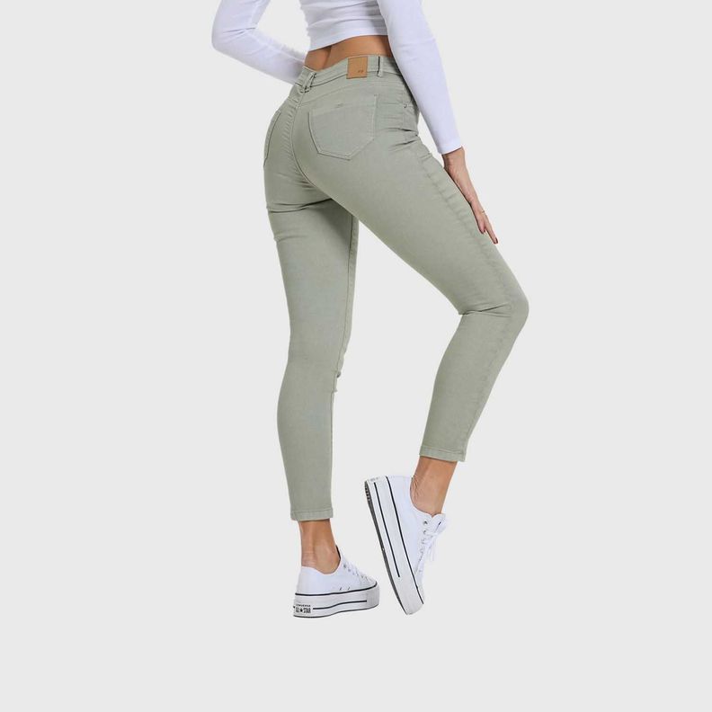 Jeans Mujer Super Skinny Color Verde Olivo Fashion's Park-2