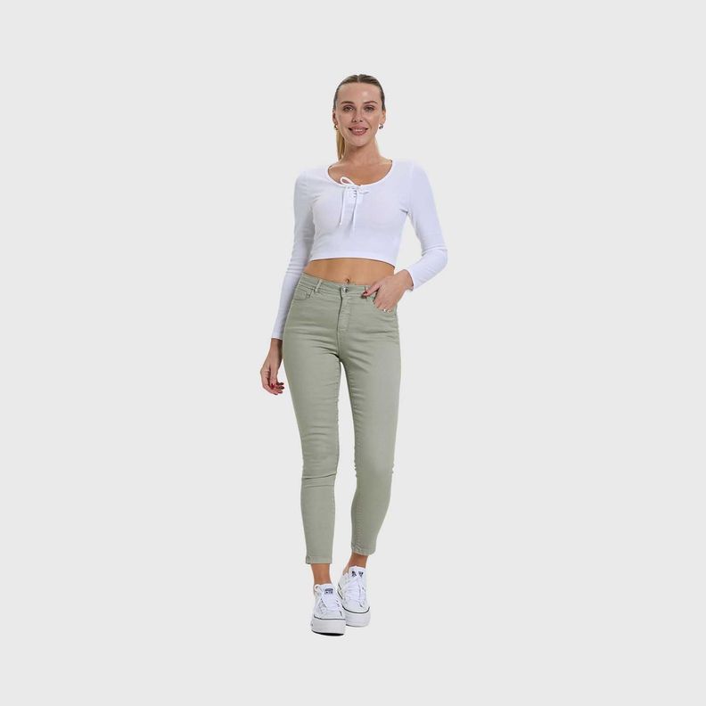 Jeans Mujer Super Skinny Color Verde Olivo Fashion's Park-3