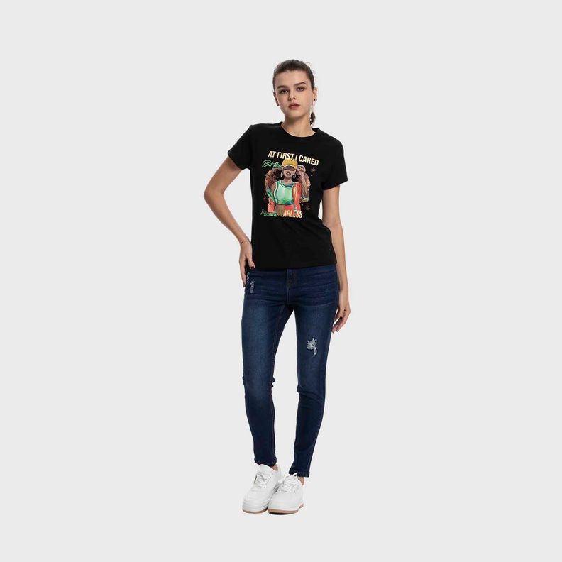 Polera Mujer Básica Print Negro / Verde Fashion's Park-3