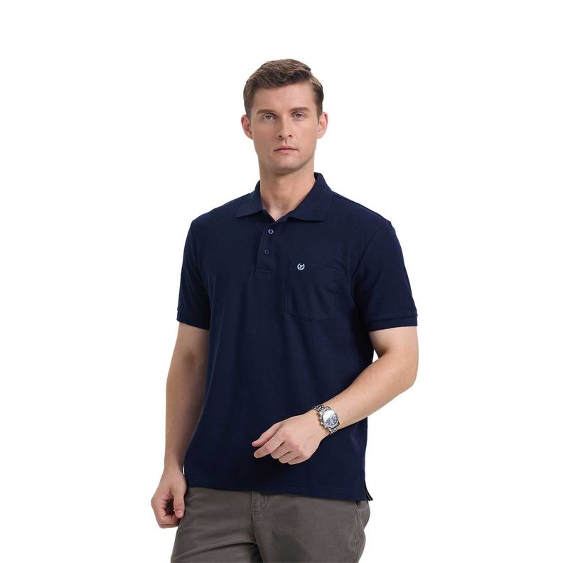 Polera Hombre Pique Básica Lisa Azul Marino Fashion's Park-0