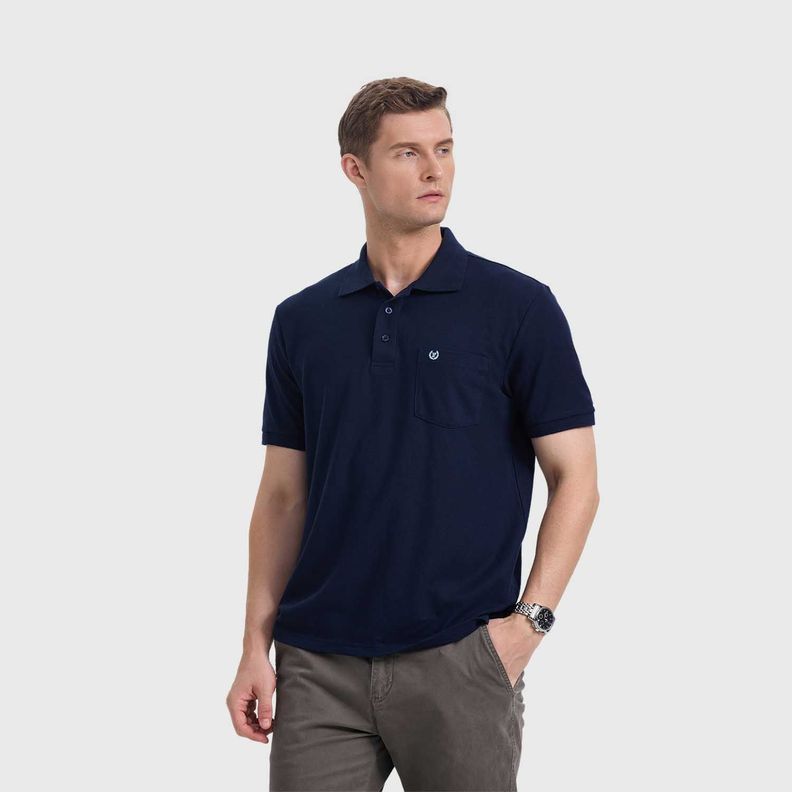 Polera Hombre Pique Básica Lisa Azul Marino Fashion's Park-1