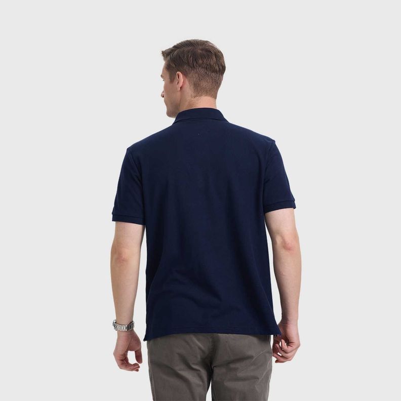 Polera Hombre Pique Básica Lisa Azul Marino Fashion's Park-2
