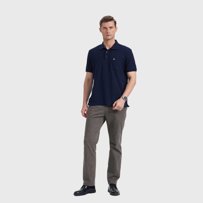 Polera Hombre Pique Básica Lisa Azul Marino Fashion's Park-3