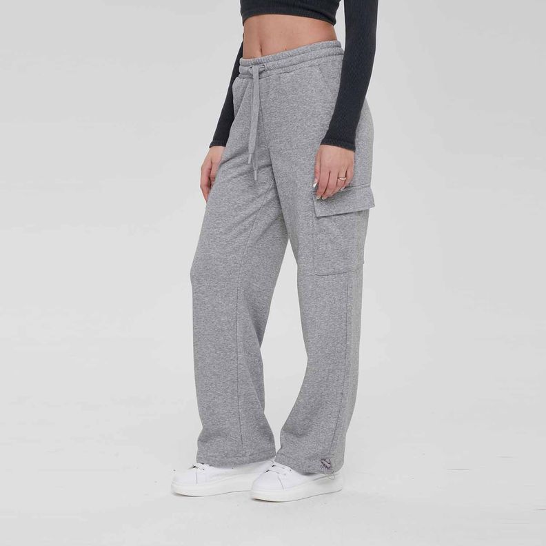 Pantalón Buzo Mujer Cargo Gris Melange Fashion´s Park-2