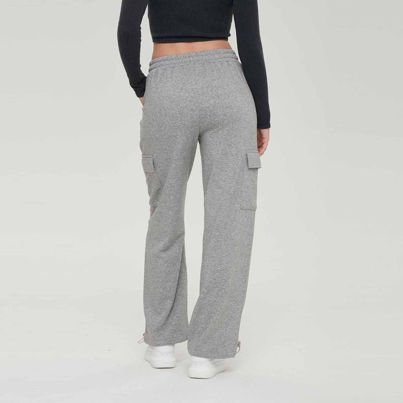 Pantalón Buzo Mujer Cargo Gris Melange Fashion´s Park-4