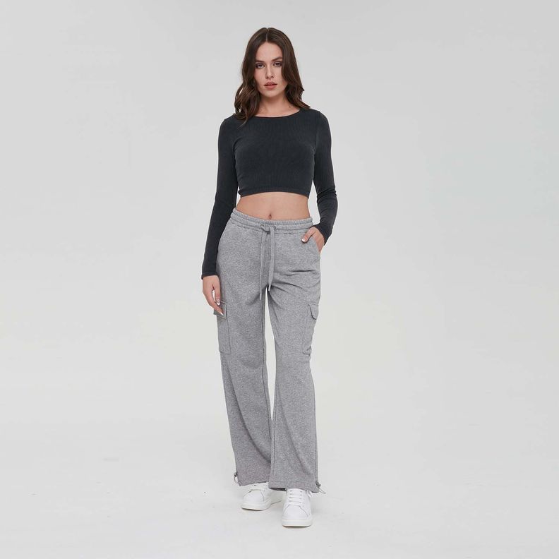 Pantalón Buzo Mujer Cargo Gris Melange Fashion´s Park-6