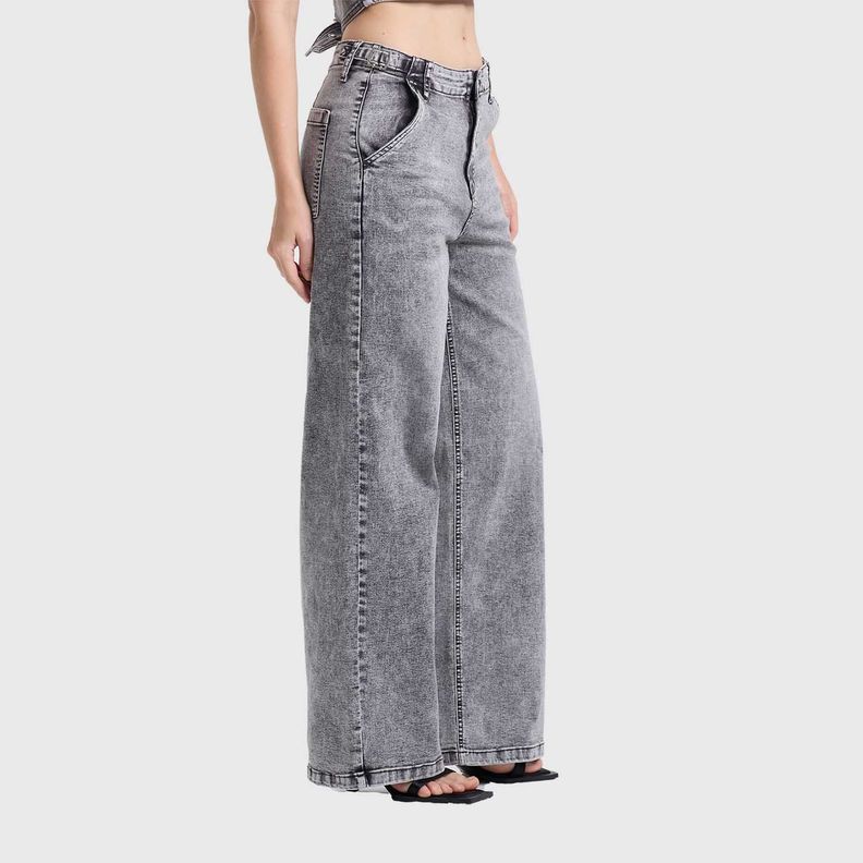 Jeans Mujer Wide Leg Gris Claro Fashion's Park-1