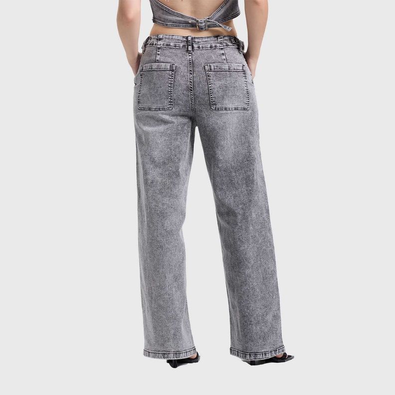 Jeans Mujer Wide Leg Gris Claro Fashion's Park-2