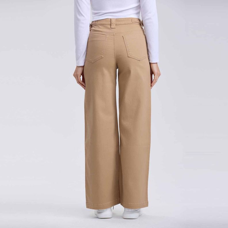 Jeans Mujer Wide Leg Cargo Camel-2