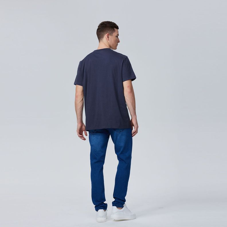 Polera Básica Con Bolsillo Gris Acero Hombre-3