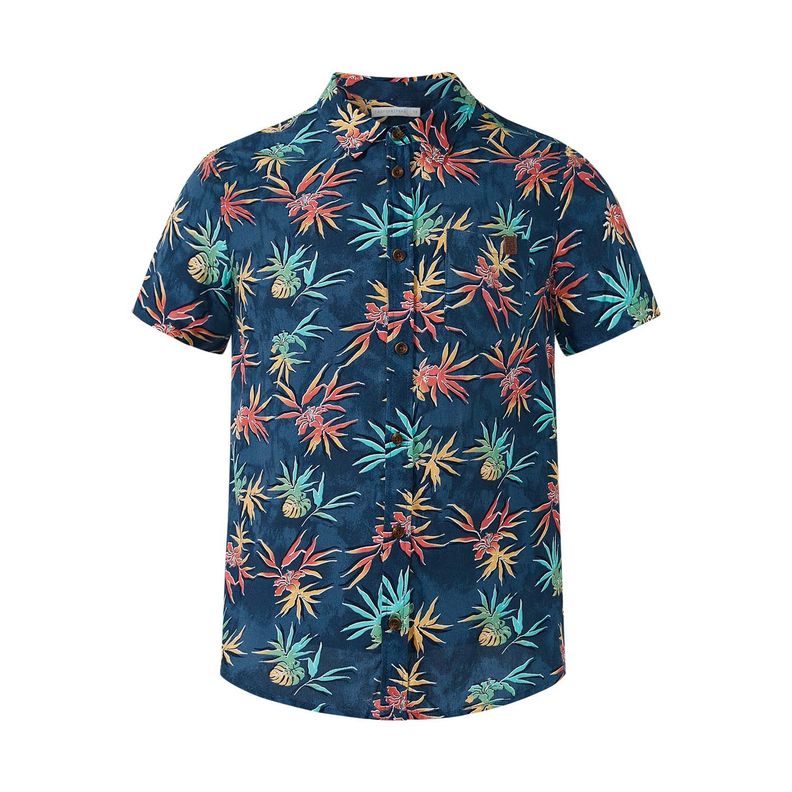 Camisa Niño Guayabera Full Print Azul Fashion's Park-0