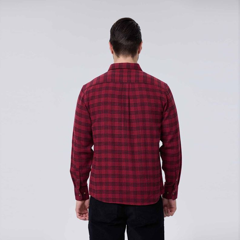 Camisa Hombre Franela Básica Rojo Oscuro-2