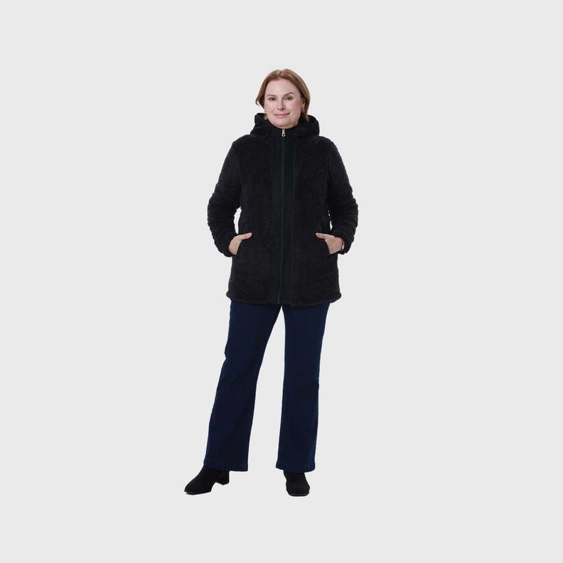 Polar Mujer Peludo Full Zipper Negro-3
