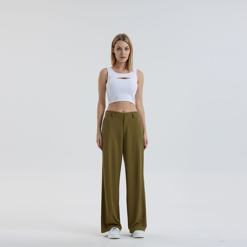 Pantalón Mujer Sastrero Verde Militar Fashion´s Park-3