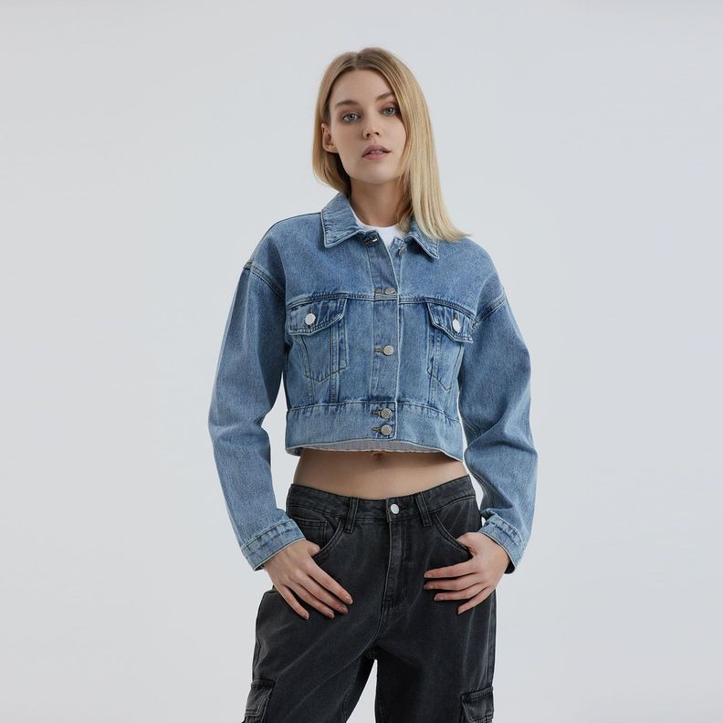 Chaqueta Mujer Moda Azul Claro-0