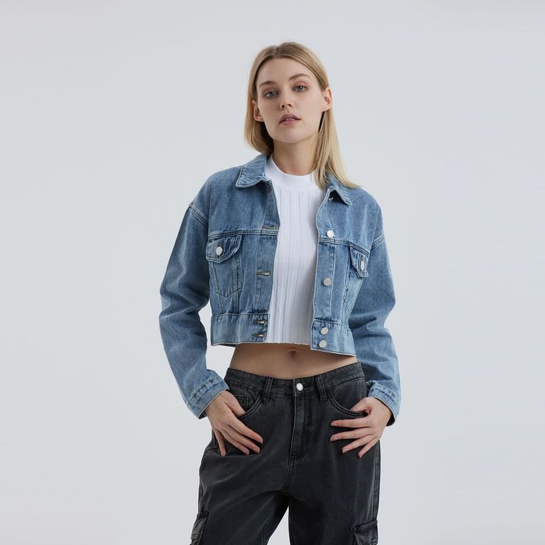 Chaqueta Mujer Moda Azul Claro-1