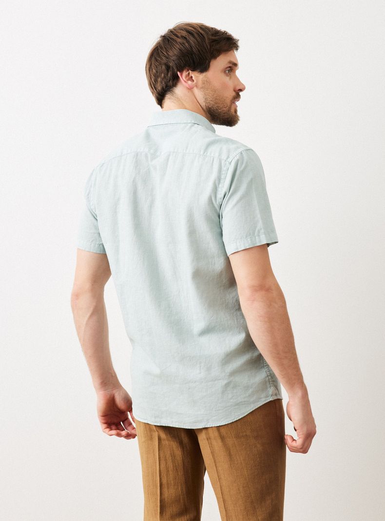 Camisa Casual Manga Corta de Lino-1