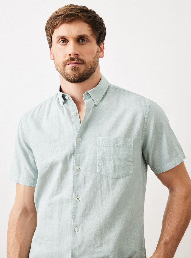Camisa Casual Manga Corta de Lino-2