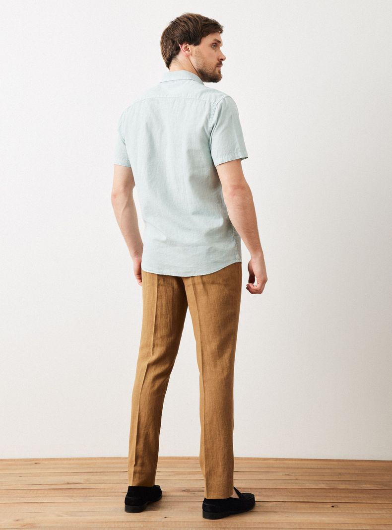 Camisa Casual Manga Corta de Lino-5
