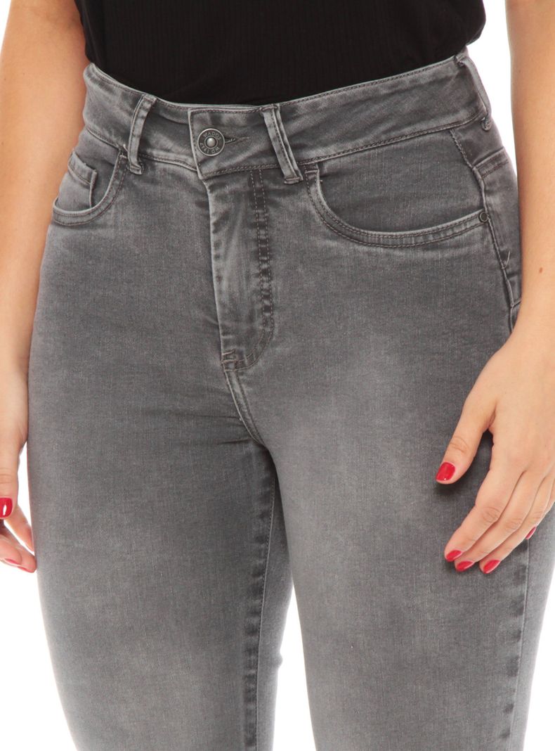 Jeans Flare Tiro Alto Pretina Básica 1 Botón Push Up-2