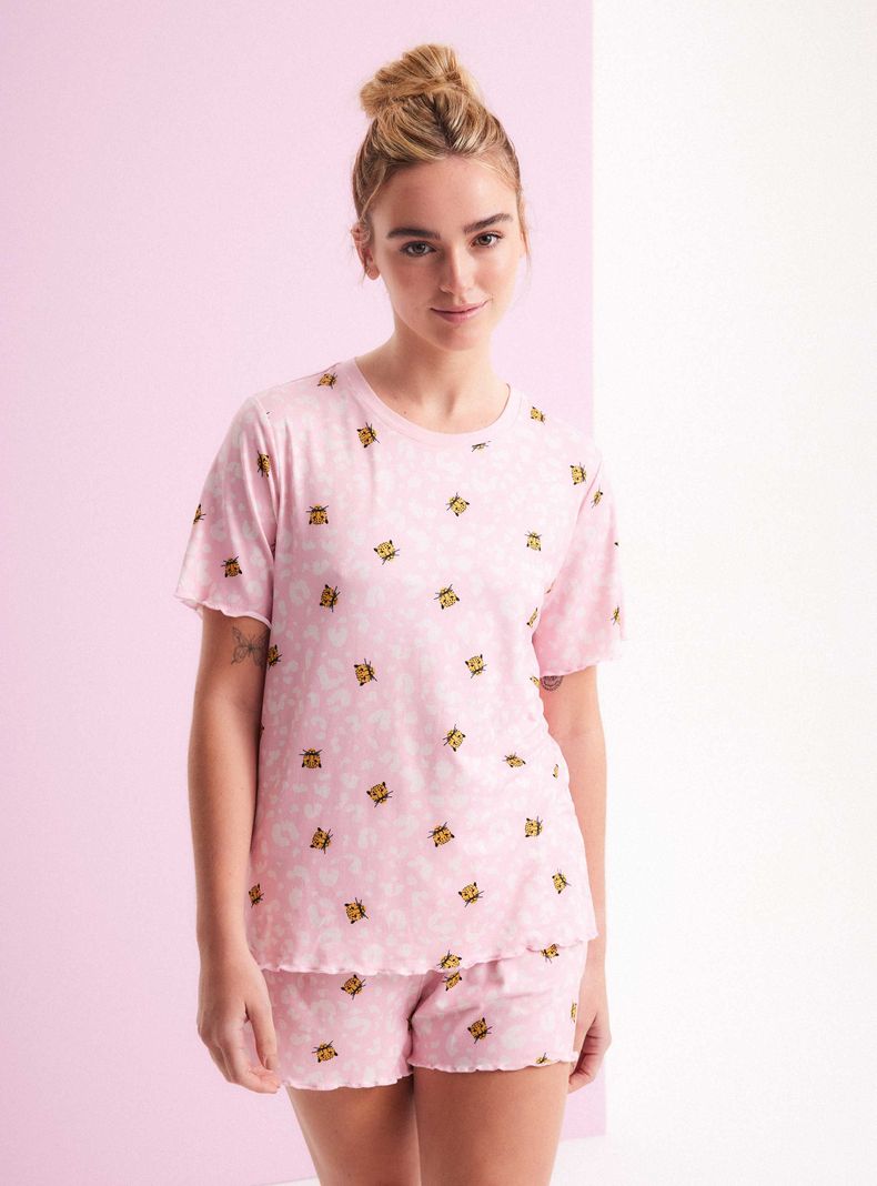 Pijama Corto Estampado con Rule-0