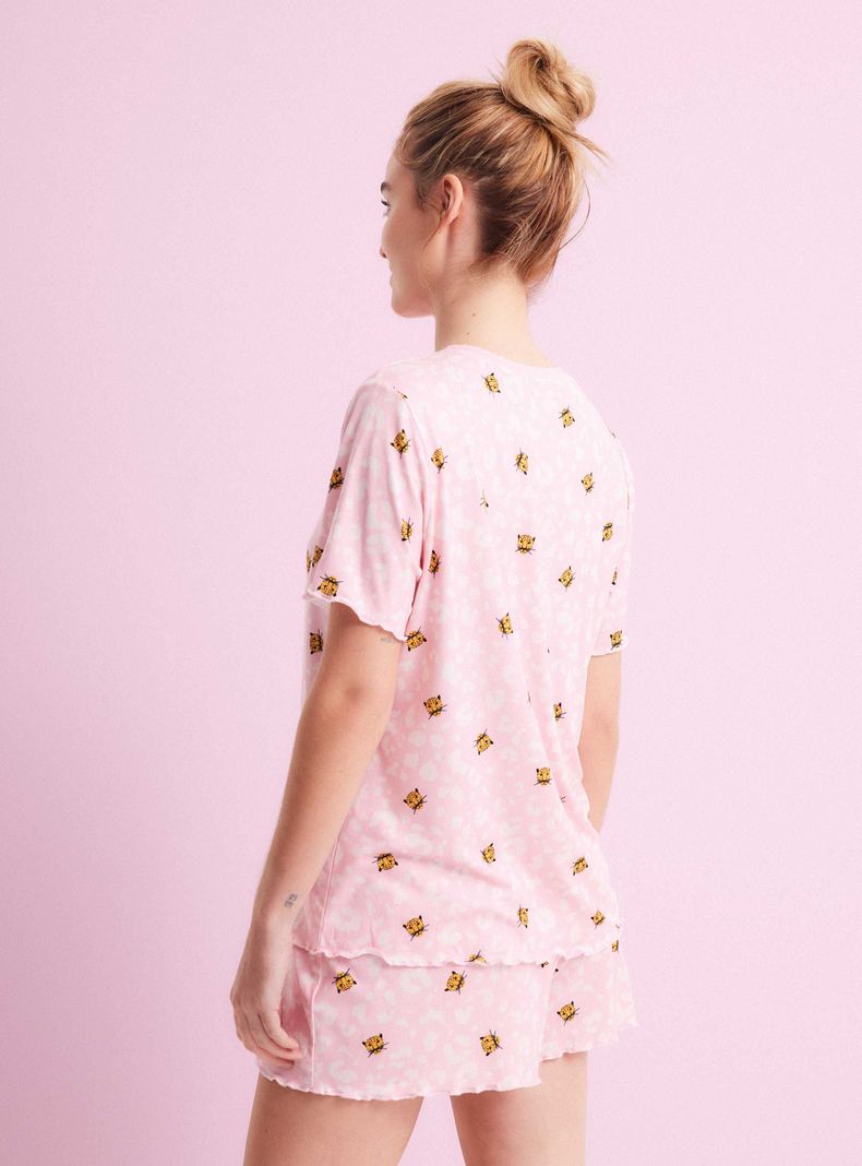 Pijama Corto Estampado con Rule-1