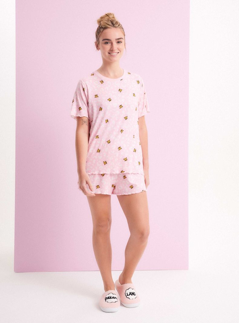 Pijama Corto Estampado con Rule-4
