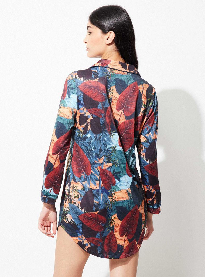 Camisa de Dormir Camisero Full Print Poliéster-1