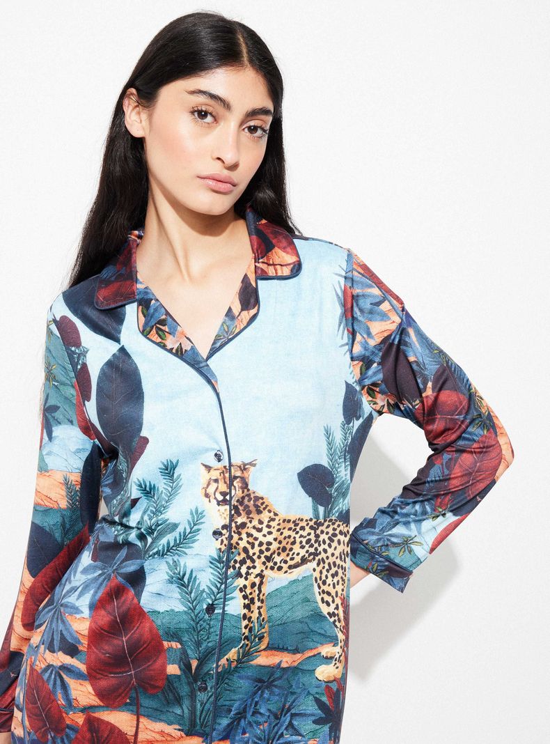 Camisa de Dormir Camisero Full Print Poliéster-2